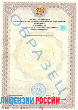 Образец сертификата соответствия (приложение) Рубцовск Сертификат ISO 22000
